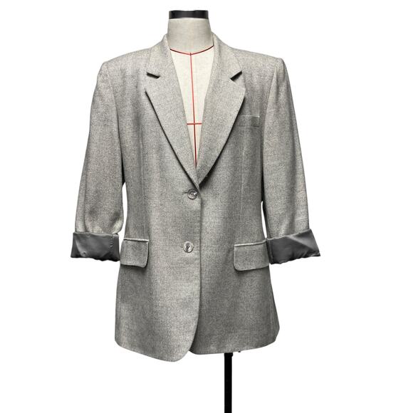 Vintage Jones NY Country Grey Wool Blend 2 Button Blazer - Picture 1 of 7